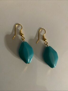 Gold Hook Turquoise Faceted Drop Earrings-Good Vibes Only Jewelry Co.